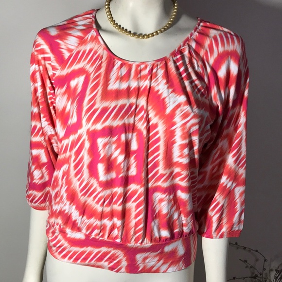 Chico’s Colorful Peasant Style Blouse Top size 1 - Picture 2 of 9